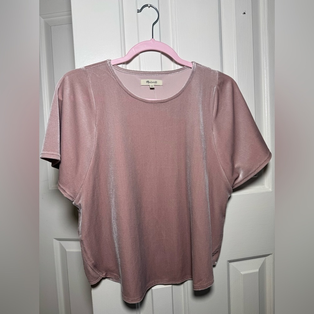 NWT Women’s Madewell Velvet Blouse Top in Wisteria Dove Size XS - Picture 2 of 6